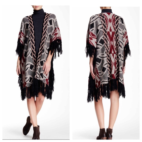 Dreamers Sweaters - Dreamers Boho Tribal Fringe Sweater Cardigan SZ M